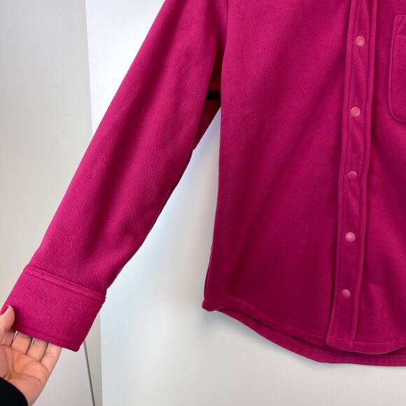 TNA Aritzia XS Sno Polar Button Down Shirt Pink Fleece - Picture 4 of 10